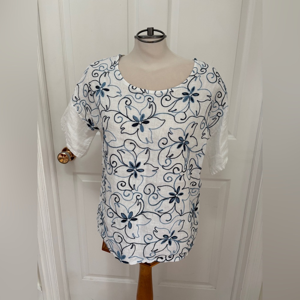 Via Vitale Floral Cotton Top - Made in Italy
